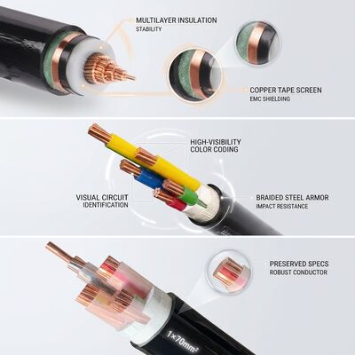 Miedziana taśma zabezpieczona średnim napięciem XLPE izolowany kabel zasilający 8,7/15kV dostawca